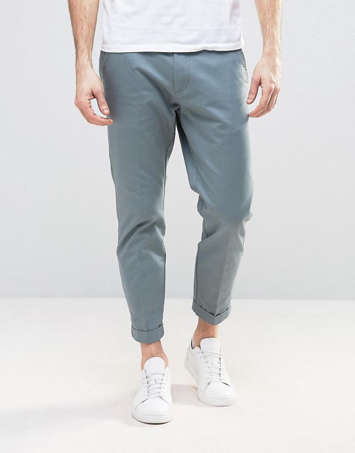 Dr Denim Rigid Slim Tapered Chino With Turn Up - Blue