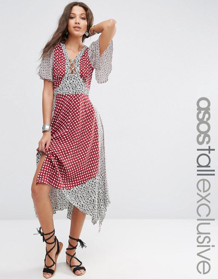 Asos Tall Mix And Match Hanky Hem Dress - Multi