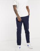 Jack & Jones Intelligence Tapered Linen Mix Pants In Navy