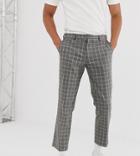 Noak Slim Fit Cropped Pants In Gray Grid Check - Gray