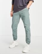 River Island Pull On Chinos In Washed Green