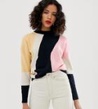 Warehouse Color Block Sweater In Navy - Navy