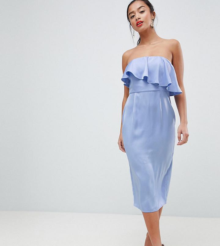 Asos Design Petite Soft Bandeau Crop Top Pencil Dress - Purple