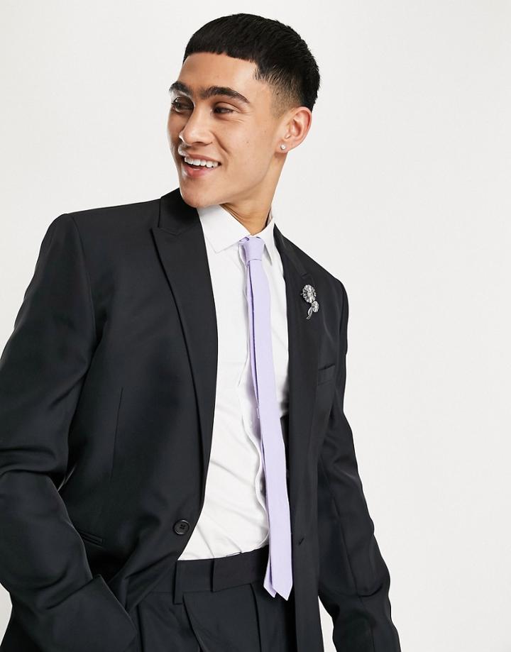 Asos Design Slim Linen Tie In Lilac-purple
