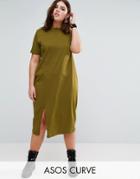 Asos Curve Ultimate T-shirt Midi Dress With Side Split - Green