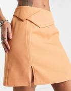 4th & Reckless Pleated Detail Mini Skirt In Peach-orange