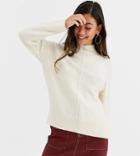 Asos Design Petite Fluffy High Neck Sweater-cream