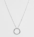 Asos Design Sterling Silver Long Necklace In Figaro Chain With Open Circle Pendant
