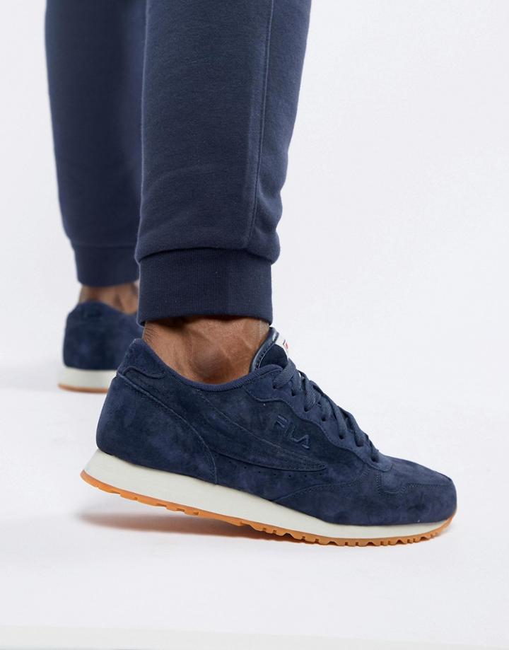 Fila Euro Jogger Ii Trainer In Navy Suede - Navy