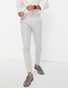 Asos Design Wedding Super Skinny Suit Pants In Ice Gray Brushed Twill