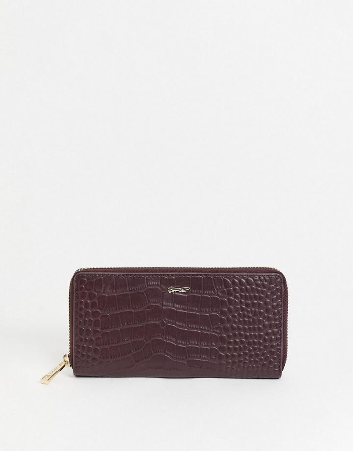 Paul Costelloe Leather Zip Around Wallet In Dark Red