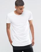 Selected Homme Crew Neck T-shirt With Contrast Drop Hem - White