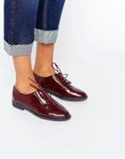 Daisy Street Lace Up Burgundy Flat Shoes - Red