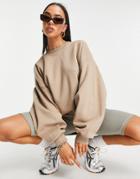 Asos Design Super Oversized Cocoon Sweatshirt With Seam Detail In Taupe-brown