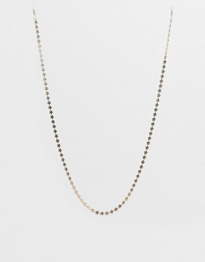 Asos Design Sunglasses Chain With Flower Design In Gold Tone