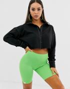 Public Desire Crop Sweatshirt With Contrast Stitching - Gray