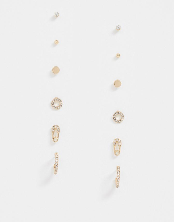 River Island Multi Pack Earrings In Rose Gold