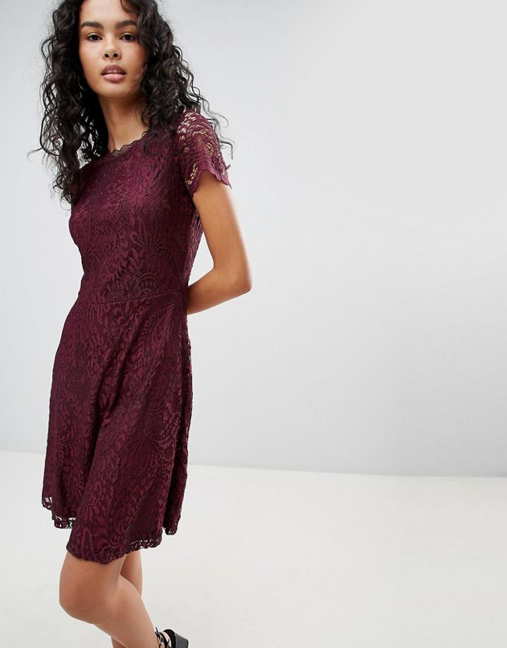 Only Mystery Lace Skater Dress - Red
