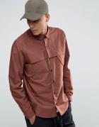 Asos Military Shirt In Rust With Storm Flaps And Long Sleeves In Regular Fit - Rust