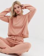 Asos Design Lounge Organic Cotton Knitted Jogger - Pink