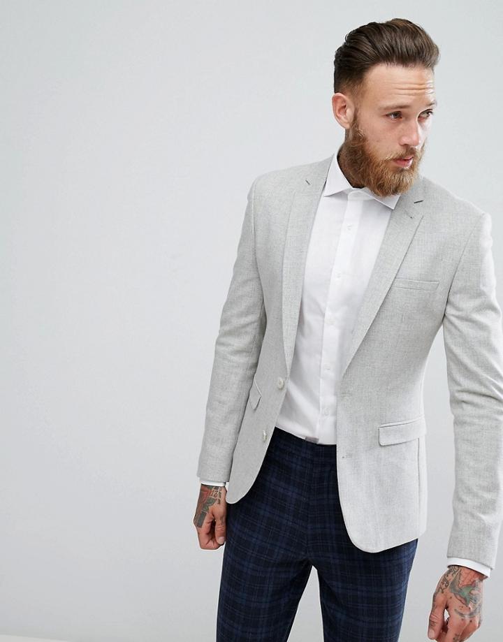 Asos Super Skinny Blazer In Ice Gray Wool Mix - Gray