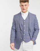 Asos Design Wedding Skinny Suit Jacket In Navy Crosshatch