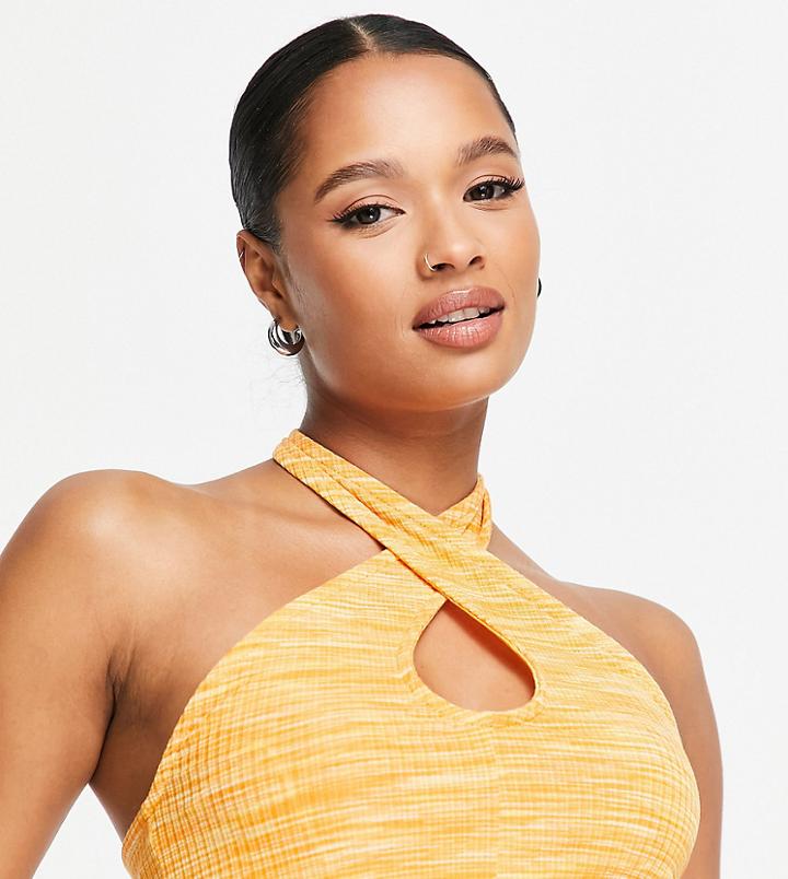 Vero Moda Petite Halterneck Top In Orange Melange