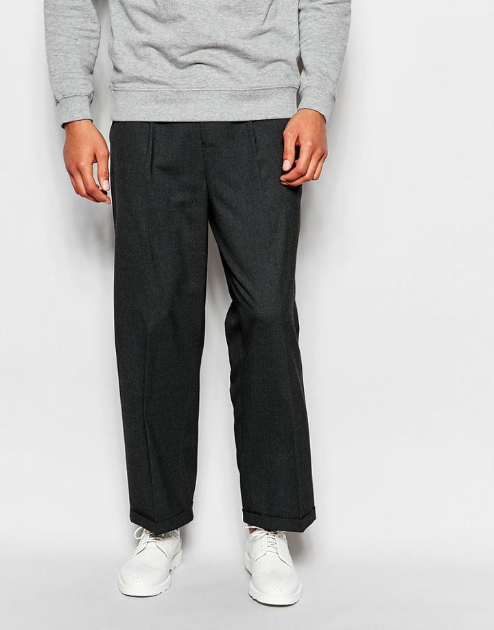 Asos Wide Leg Smart Pants - Charcoal