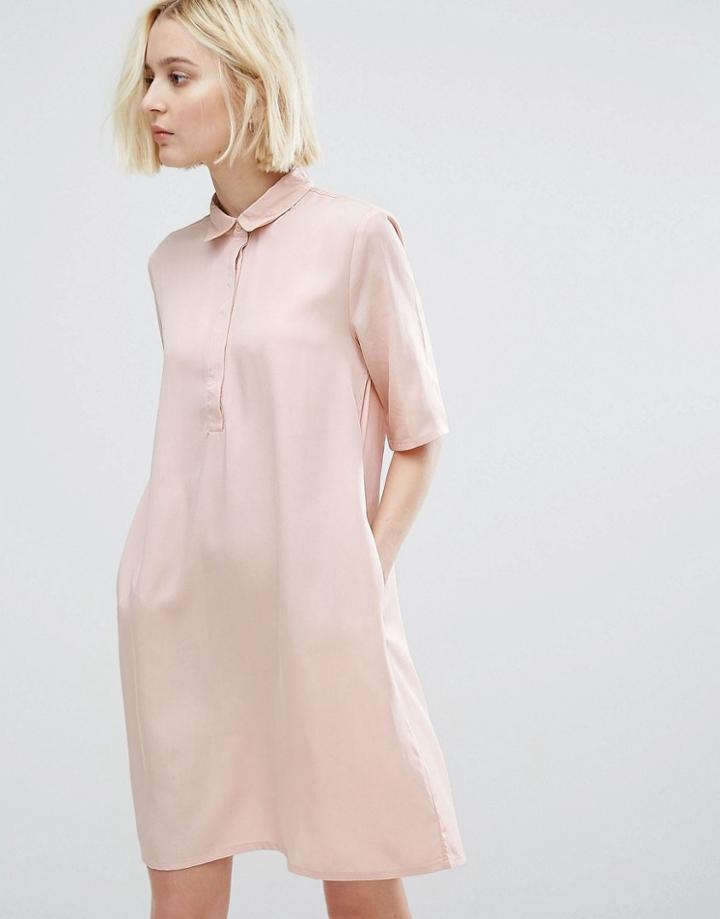 Native Youth Minimal Shirt Dress - Pink