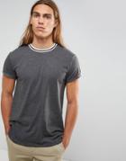 Asos Relaxed T-shirt With Roll Sleeve And Contrast Neck In Gray - Gray