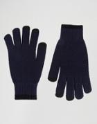 Asos Textured Gloves In Navy - Blue