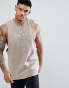 Good For Nothing Tank With Script Logo In Acid Wash - Stone