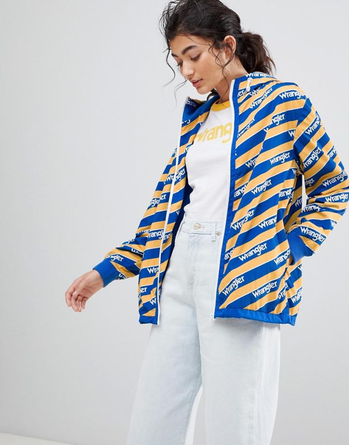 Wrangler Blue And Yelow Zip Through Windbreaker Jacket - Yellow