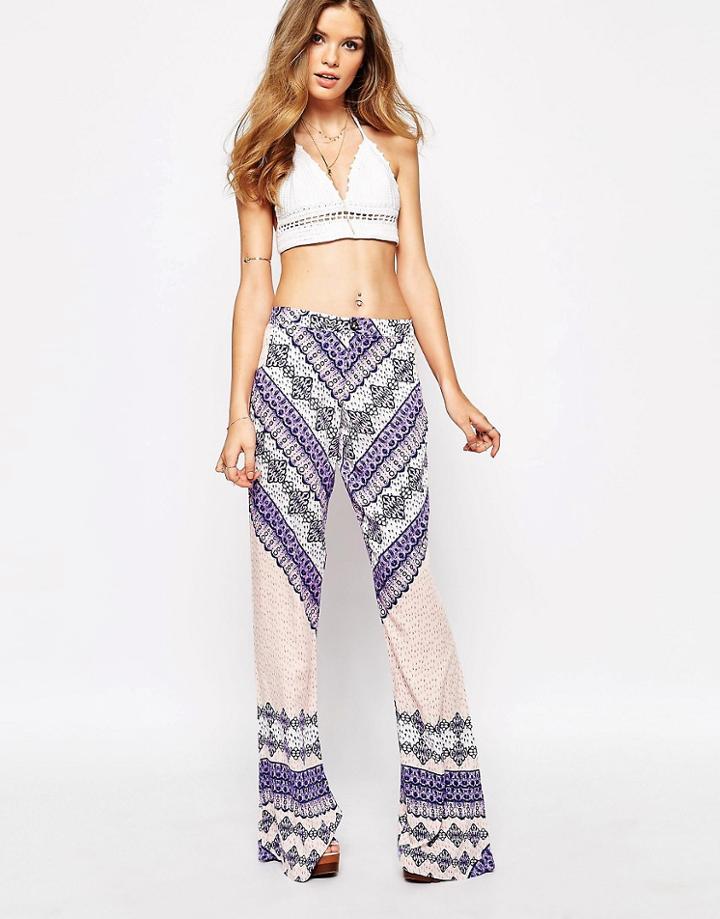 Somedays Lovin Outsiders Scarf Print Wide Leg Pants - Multi