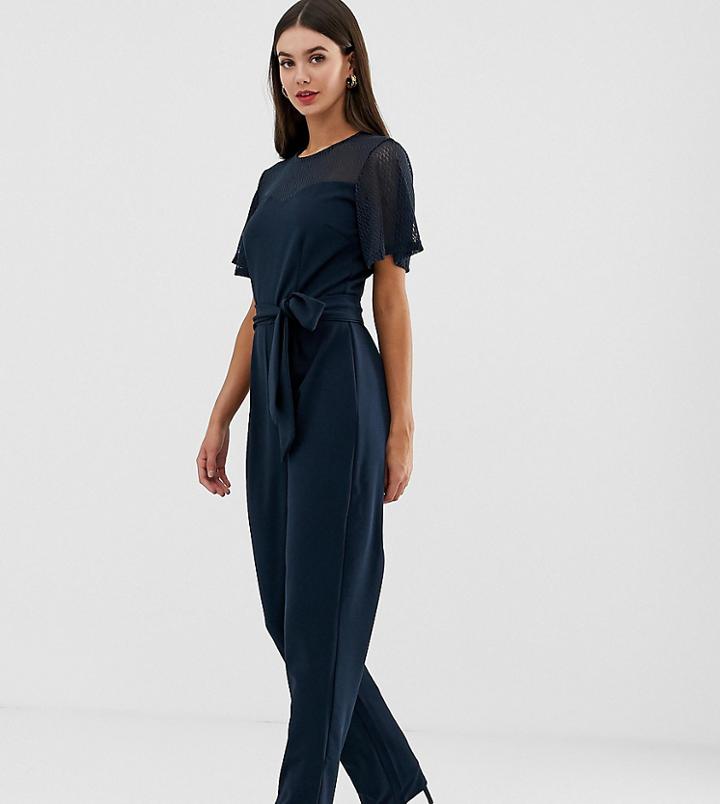 Y.a.s Tall Lora Mesh Yolk Jumpsuit-blue