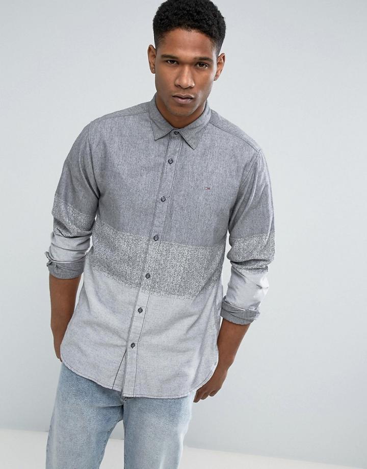 Tommy Hilfiger Denim Shirt Ombre Stripe Regular Fit In Gray - Gray