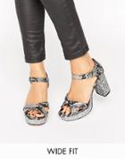 Asos Hummingbird Wide Fit Glitter Heeled Sandals - Multi