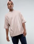 Asos Super Oversized T-shirt With Deep Roll Sleeve - Pink