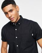 Topman Short Sleeve Slim Oxford Shirt In Black