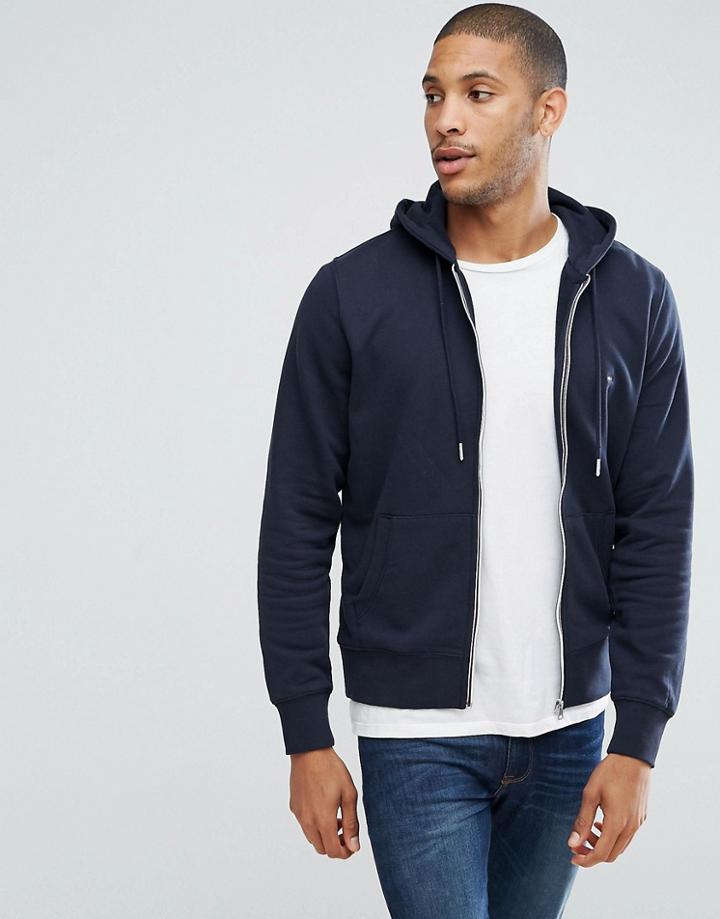 Tommy Hilfiger Zip Through Hoodie In Navy - Navy