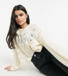 Y.a.s. Petite Dusana Balloon Sleeve Textured Knit Sweater In Cream-white