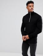 Kronstadt Cotton Half Zip Sweater - Black