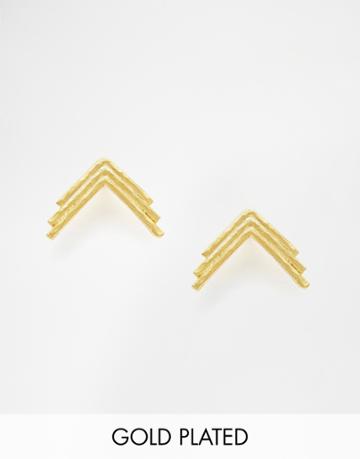 The 2bandits Triple Arrow Stud Earrings - Gold