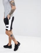 Asos Design Skinny Shorts In Black With White Panels - Black