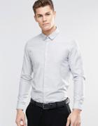 Asos Smart Shirt In Grey Slub Texture With Long Sleeves - Gray