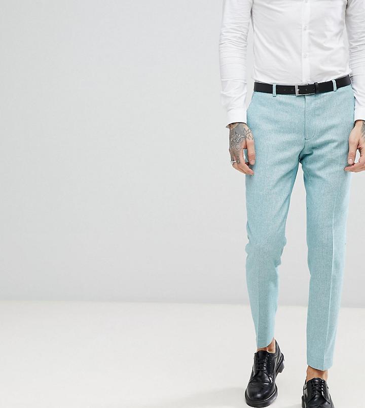 Heart & Dagger Skinny Wedding Suit Pants In Herringbone Tweed - Green