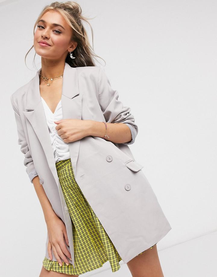 Heartbreak Oversized Dad Blazer In Gray-grey