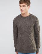 Asos Wool Mix Hand Knitted Sweater With All Over Texture - Gray