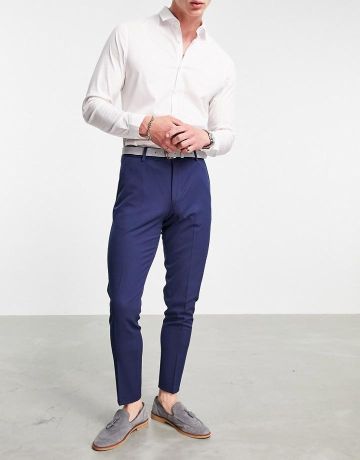 Asos Design Summer Wedding Range Super Skinny Suit Pants In Navy