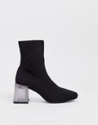 Asos Design Reality Flyknit Ankle Boots In Black - Black